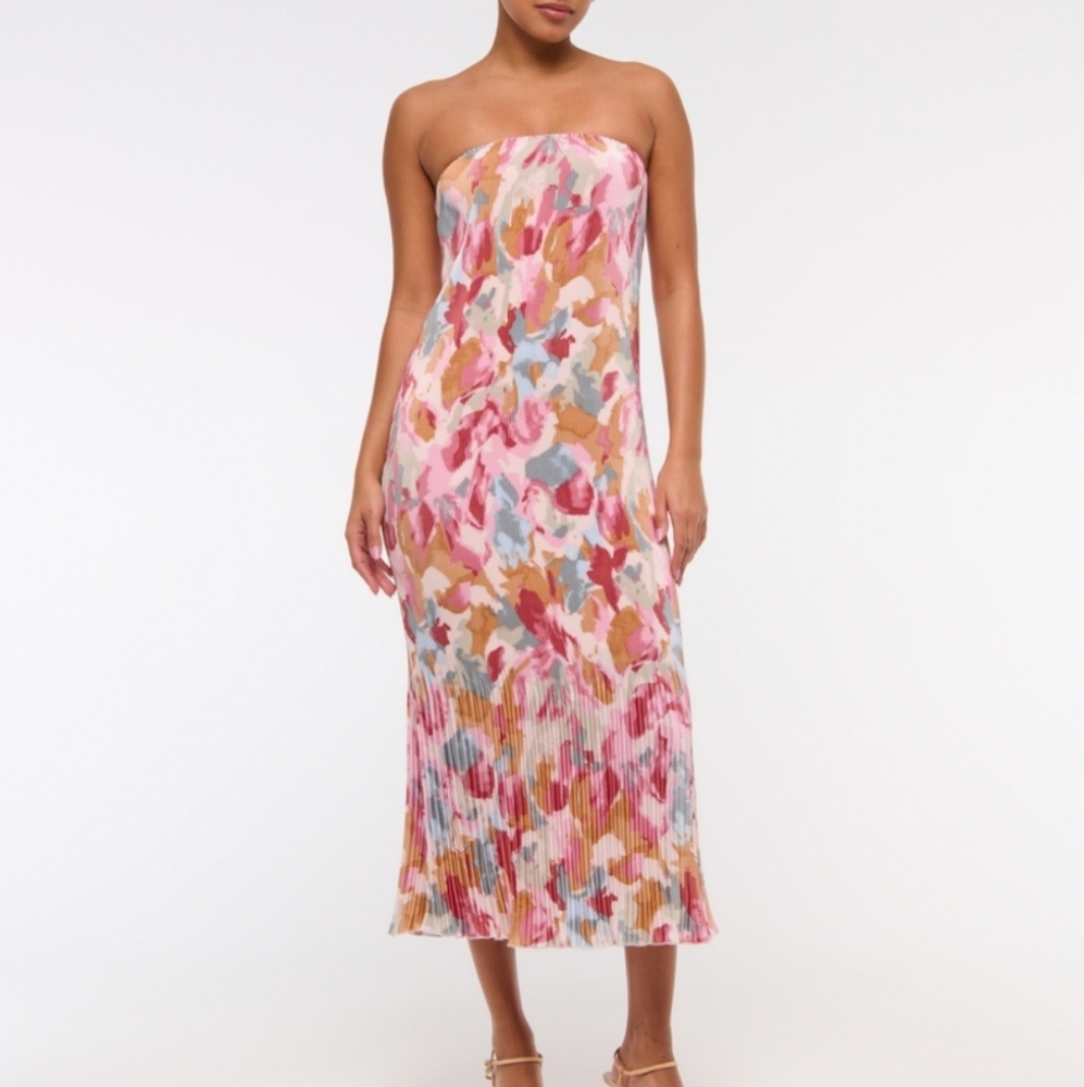 Multicolor Pleated Midi Dress